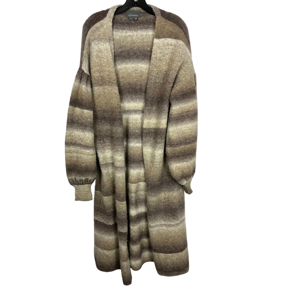 Anthropologie Ombre Brown Tan Striped Longline Duster Cardigan One Size